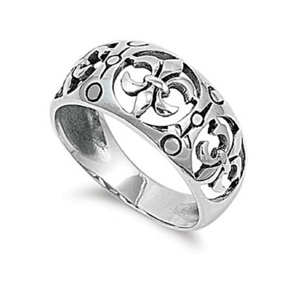 925 Sterling Silver Fleur De Lis Trinity Ring Size 5