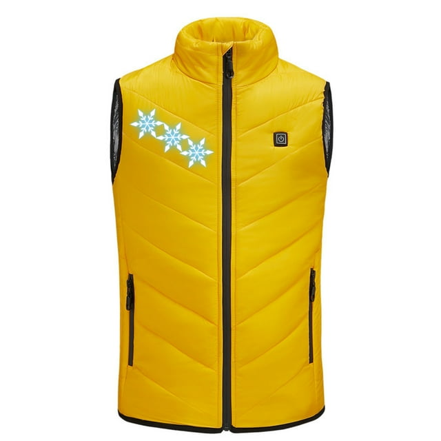 Penkiiy Heated Vest for Kids USB Intelligent Constant Temperature Heated Windproof Plus Size Children Winter 2 Heated Jacket Coat 8-9 Years Yellow