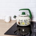 thumbnail image 5 of METALAC Olives Enamel Whistling Kettle with Ergonomic Handle 2.7 Qt (2.5 L) Stovetop Kettle Vintage Tea Pot for Stove Top Enamelware Kitchen Teapot, Green, 5 of 6