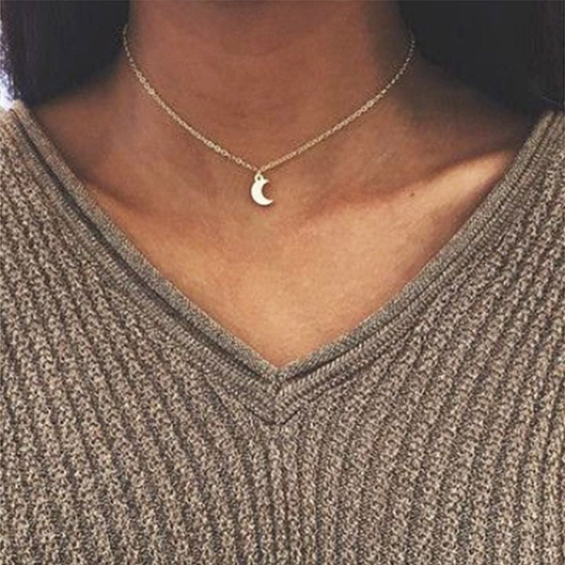 Cute Small Moon Pendant Necklace for 
