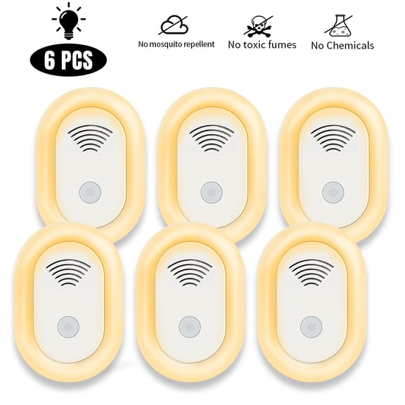 Ultrasonic Pest Repeller, Indoor Pest Control Electronic Plug in,with LED Night 6 PCS