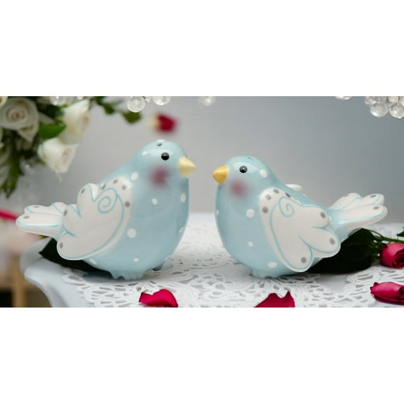 Ceramic Blue Dove Birds with White Wings Salt and Pepper Shakers, Wedding Decor, Birdwatcher Gift, Gift for Her, Gift for Mom