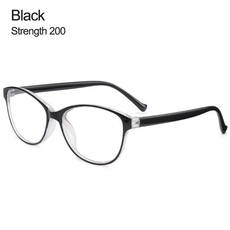 Comfortable Elegant Vintage Flowers Eye Protection Anti-Blue Light Eyeglasses Ultra Light Frame Reading Glasses BLACK STRENGTH 200