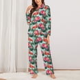 thumbnail image 2 of Lsque Palm Leaves Flamingo Pattern Long Sleeve Pajama Set for Women - Soft 2-Piece Sleepwear and Loungewear Set with Pockets, Comfy Nightwear-XX-Large, 2 of 7