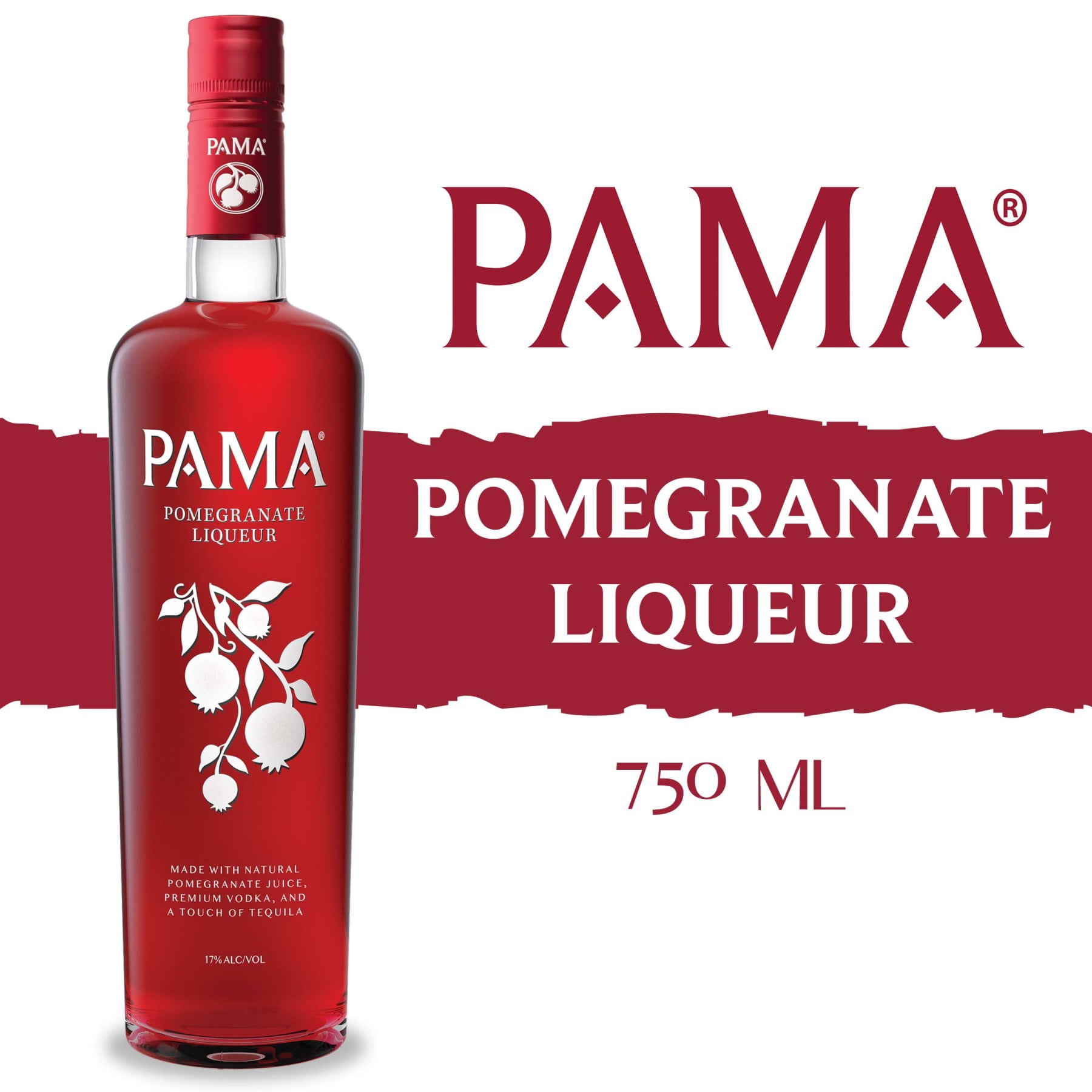 Pama Pomegranate Fruit Liqueur, 750 ml Bottle, 17% ABV