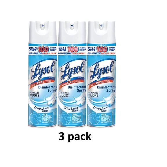 Lysol Disinfectant Spray, Crisp Linen Scent, 19 oz Each, 3-Pack - Free Shipping