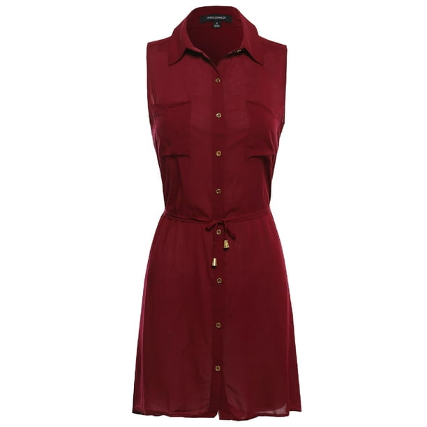 FashionOutfit FashionOutfit Women's Sleeveless Button Down Shirt