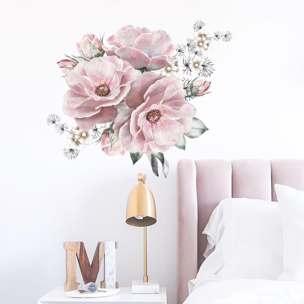 Peony Flower Wall Stickers Removable Wall Decals Home Decor for Bedroom ...