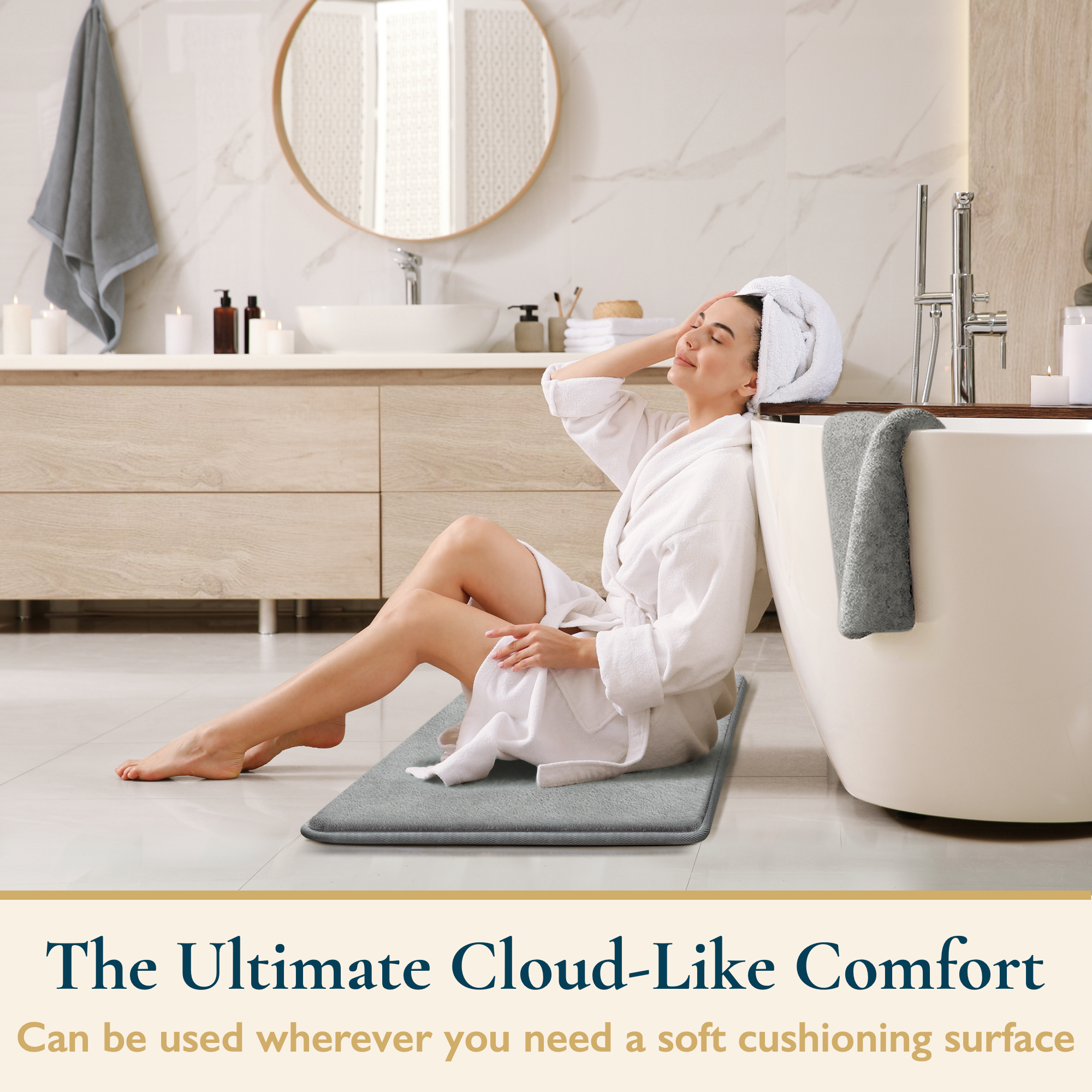 ComfiTime Memory Foam Bath Mat, 17" x 24", Gray photo 7