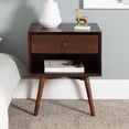 thumbnail image 2 of Mid-Century 1 Drawer Solid Wood Nightstand in Walnut, 2 of 5