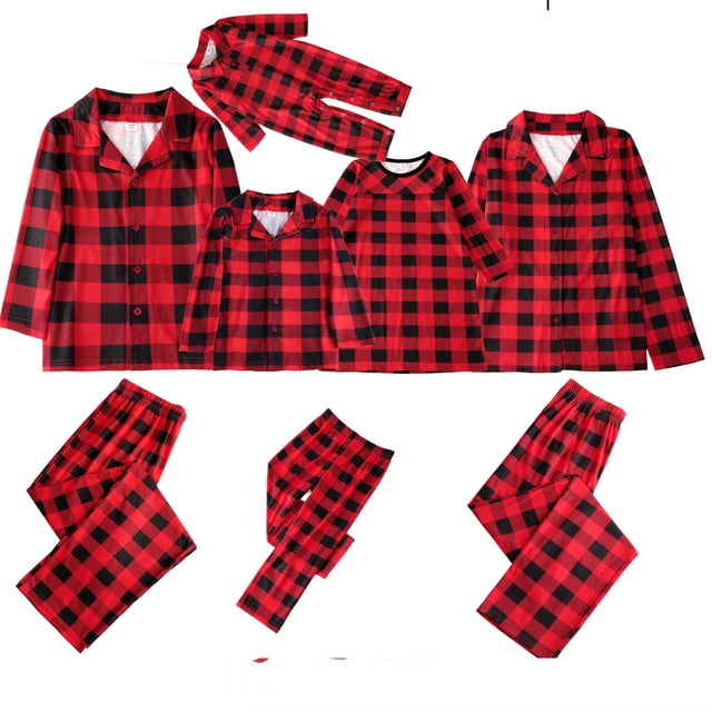 Family Matching Outfits Matching Pajamas for Family 2024 Christmas Holiday Outfits Xmas Santa Reindeer Sleepwear Buffalo Pants Loungewear Pijamas para Bebes