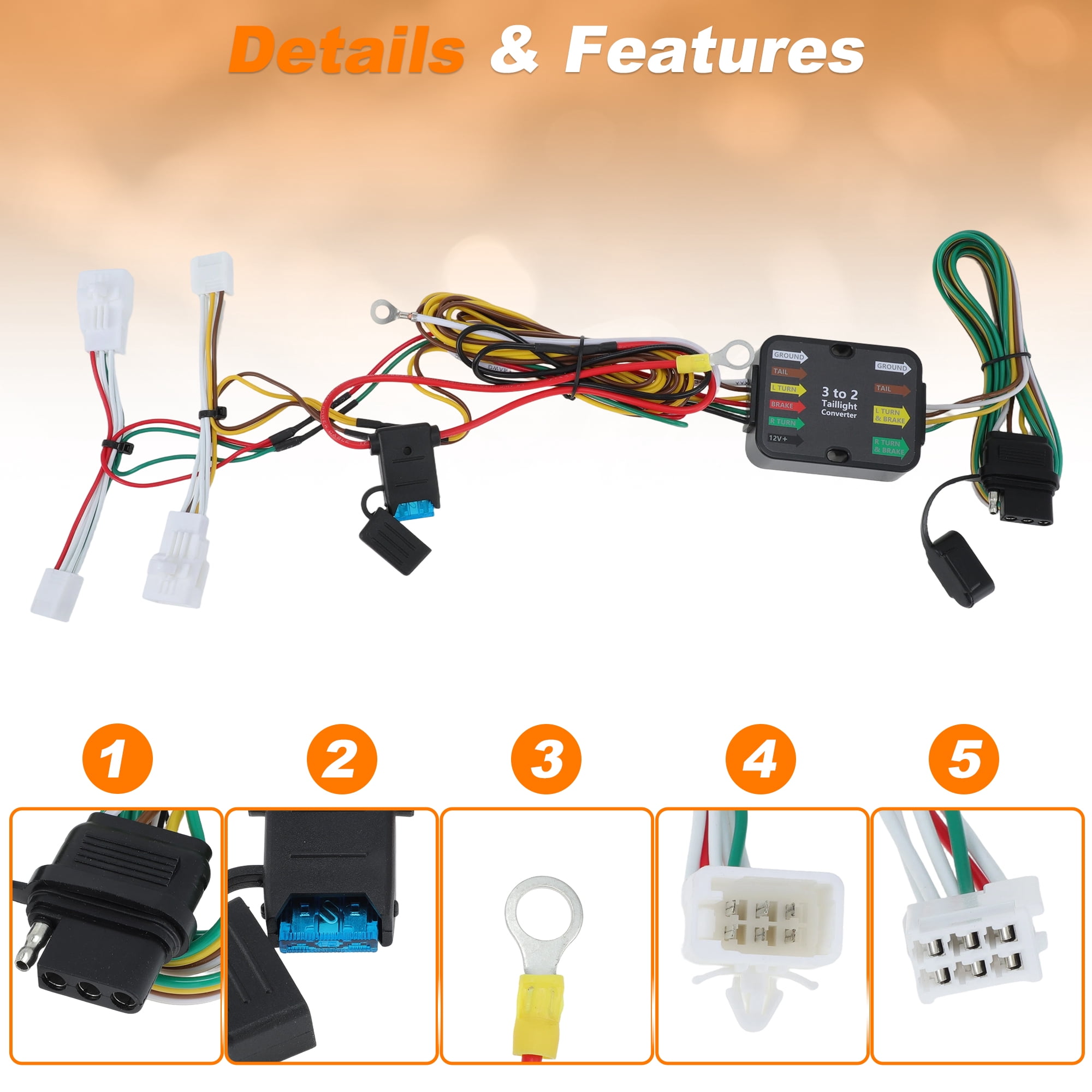 Unique Bargains 4-Way Flat Trailer Wiring Harness for TOYOTA Prius 2004-2015