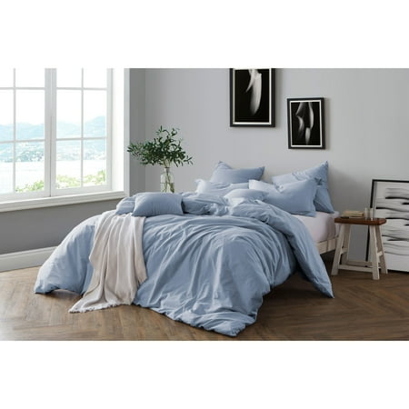 Purple Single Duvet Set Swift Home All Natural Prewashed Yarn Dye Cotton Chambray Duvet Cover Set - Luxurous Soft, Wrinkled Look, Eco-Friendly Package ()