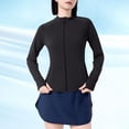 thumbnail image 2 of Women's UPF 50+ Sun Jacket Slim Fit Stand Collar Long Sleeve Stretch Shirt for Fishing & Hiking, Cropped Athletic Zip Hoodie with Thumb Holes, 2 of 4
