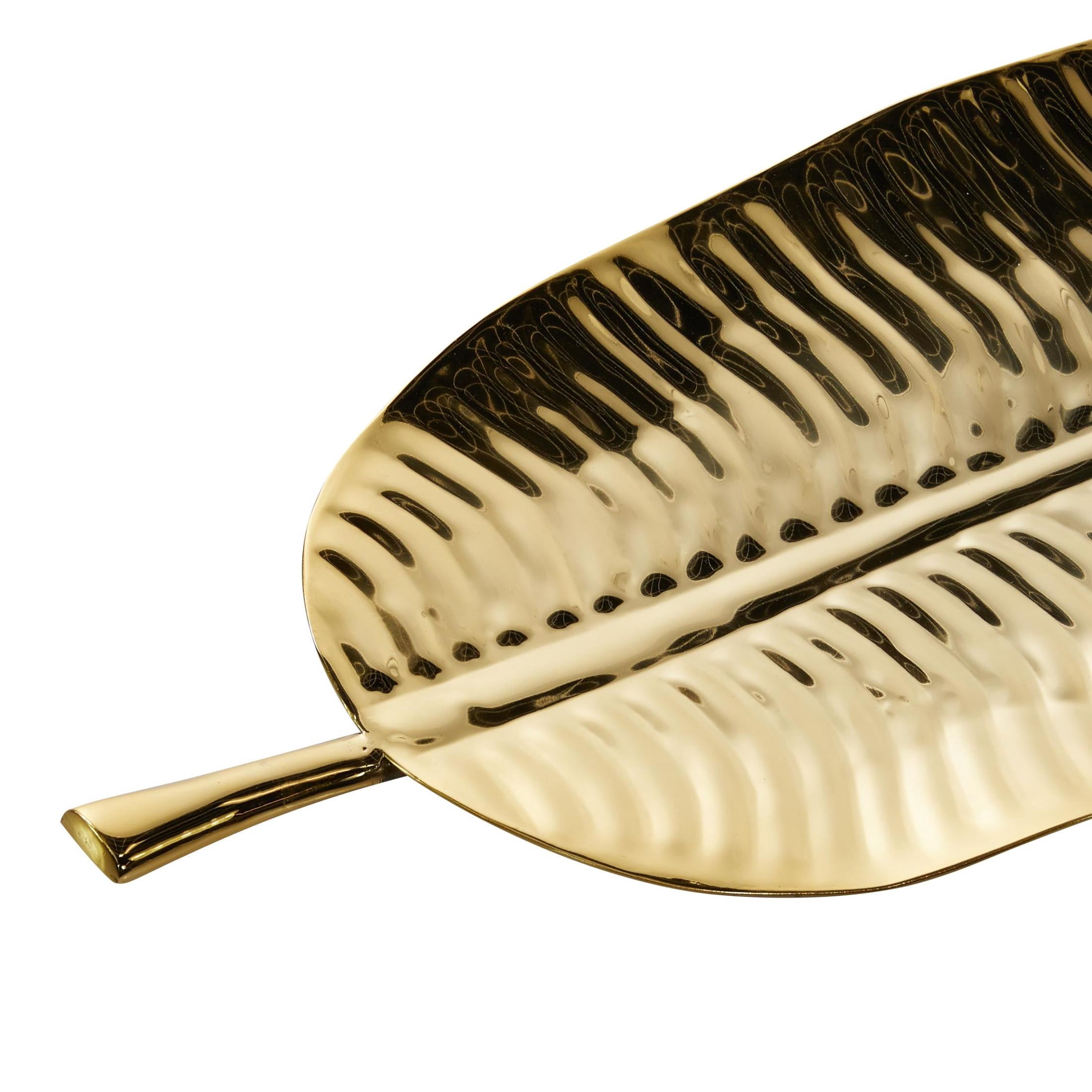 DecMode 25"W, 2"H Gold Metal Leaf Tray, 2-Pieces