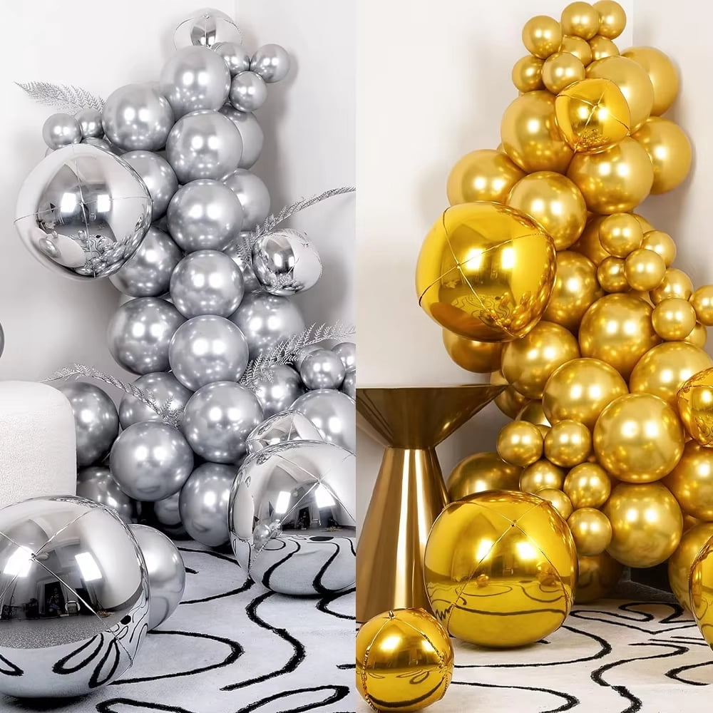 4D Foil Holographic Round Balloons Party Decoration for Birthday Valentine Baby Shower Christmas Bachelor Party Decor