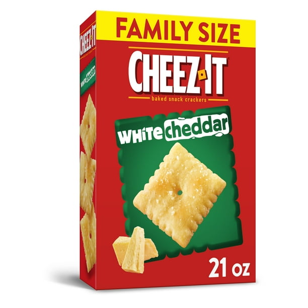 CheezIt, Baked Snack Cheese Crackers, White Cheddar, Family Size, 21