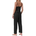 thumbnail image 3 of INSPIRE CHIC Womens Satin Loungewear Set 2 Pcs Leopard Print Cami Spaghetti Sleeveless Silky Pajama Sets with Long Pants M Black, 3 of 6