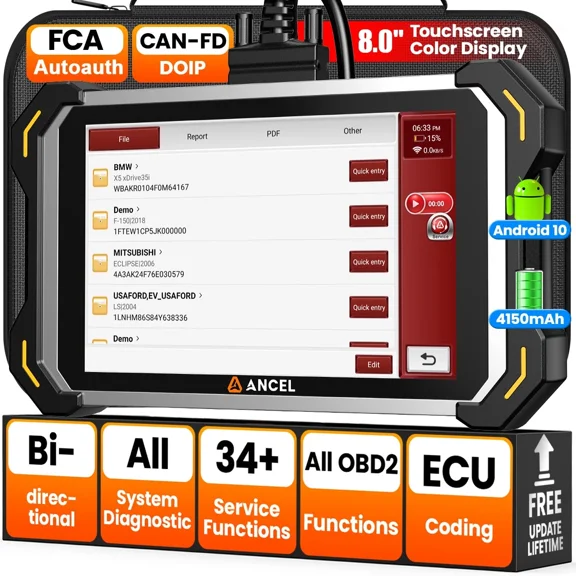 ANCEL DS600 Elite OBD2 Scanner Bidirectional Full System Scan Tool with 34 Reset Bidirectional ECU Cod-ing Oil EPB BMS CAN-FD Doip Car Diagnostic Scanner