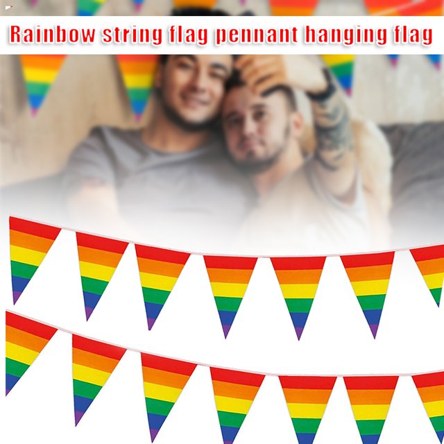 Rainbow Pennant Banner Colorful Stripes String Flags Decoration for Garden Restaurant Courtyard
