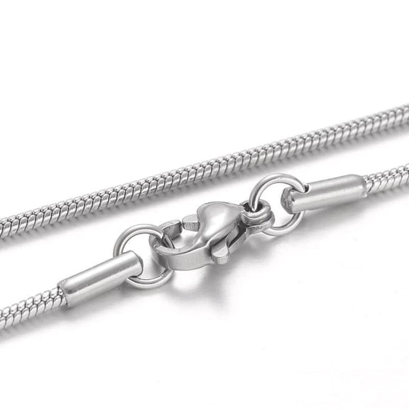 Stainless Steel Silver and Smooth Snake Twisted Chain Necklace 17.7 Inch 1.5mm Lobster Clasp P32