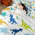 thumbnail image 4 of jejeloiu Colorful Cute Dinosaur 7pcs Bedding Comforter Set,Wild Animals Queen Bedding Sets For Boys Kids Reversible, 4 of 8