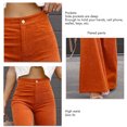 thumbnail image 6 of Women Bell Bottom Flare Pants Autumn Winter Pure Color Slim Fit Corduroy Casual High Waisted Trousers Orange S, 6 of 7
