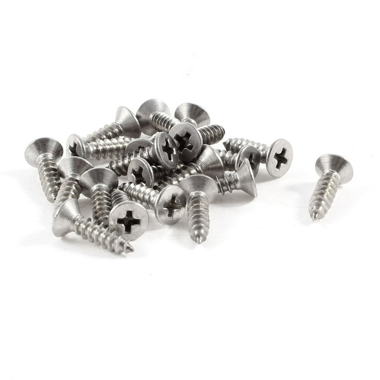 Uxcell 15mm x 3.9mm Thread Head Self Tapping Screw Silver Tone (20
