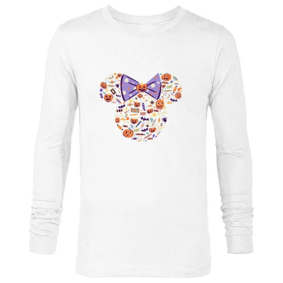 Disney Minnie Mouse Icon Candy and Pumpkins Halloween - Long Sleeve T-Shirt for Men - Customized-White