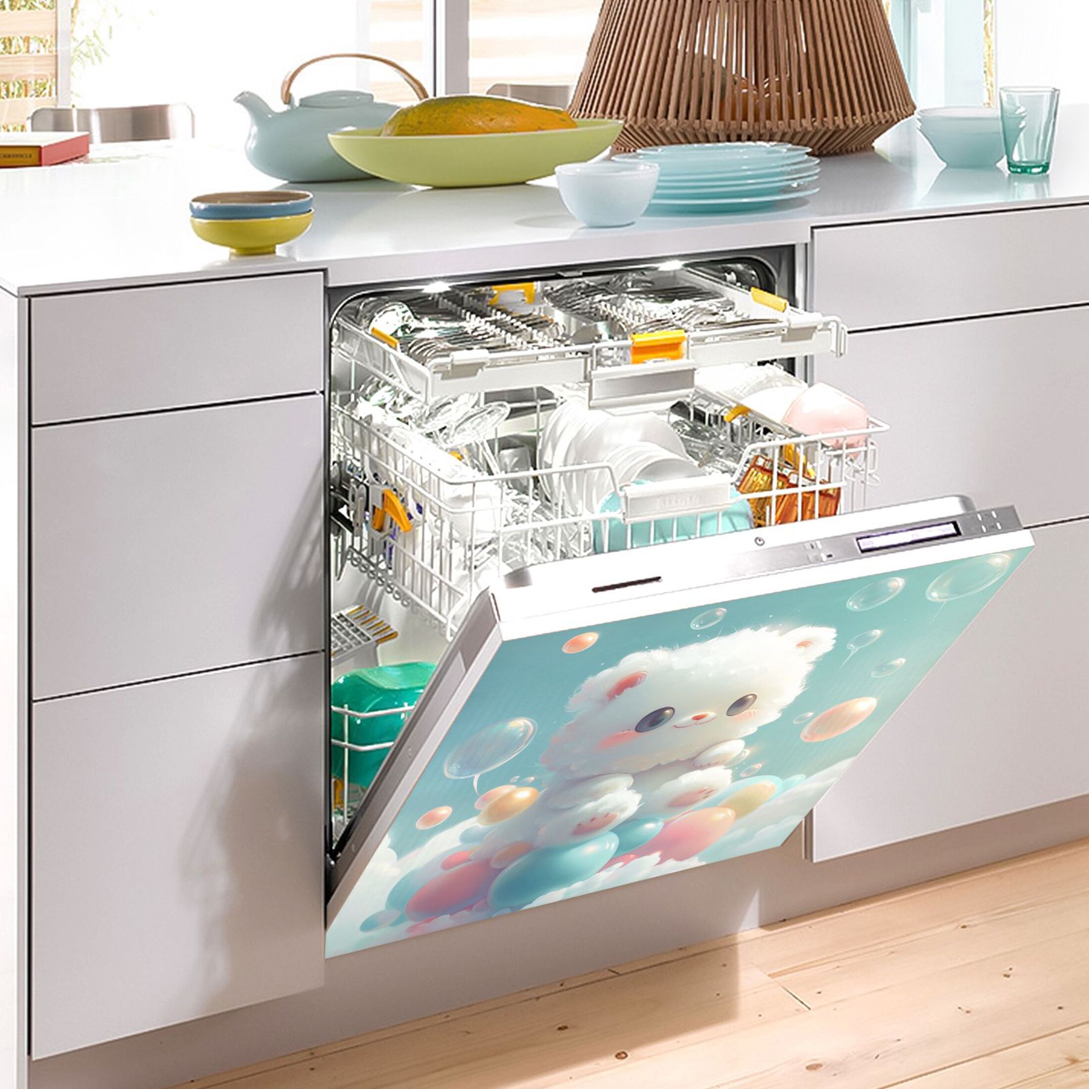 Dishwasher Magnetic Sticker 23x26 Inch Refrigerator Magnetic Sticker Washing Machine Magnetic Sticker Kitchen Panel Magnetic Sticker Home Decor A Cartoon Bear