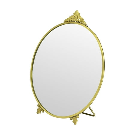 My Texas House Gold Round Metal Standing Vanity Mirror 8 x 9