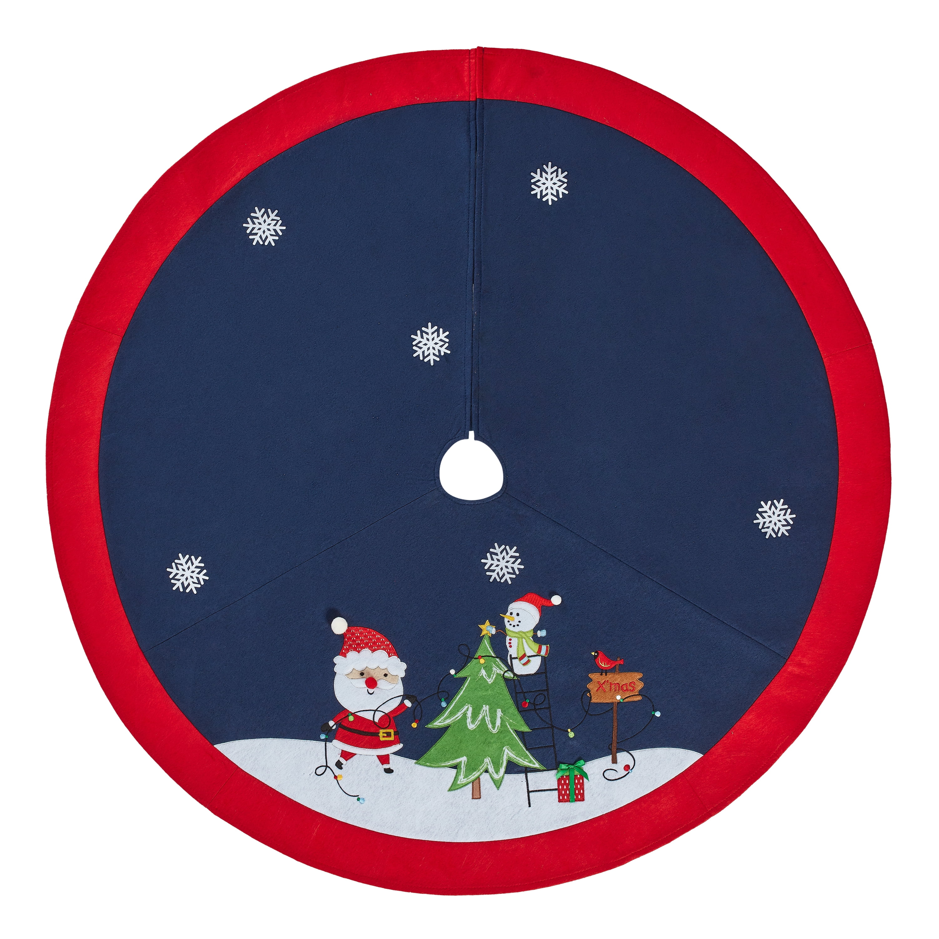 LED Light-Up Snowman Tree Skirt Red Pier One New NWT 