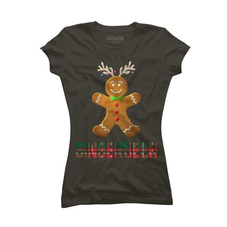 

Gingerbread Reindeer Matching Family Group Christmas Pajama Juniors Charcoal Gray Graphic Tee - Design By Humans S
