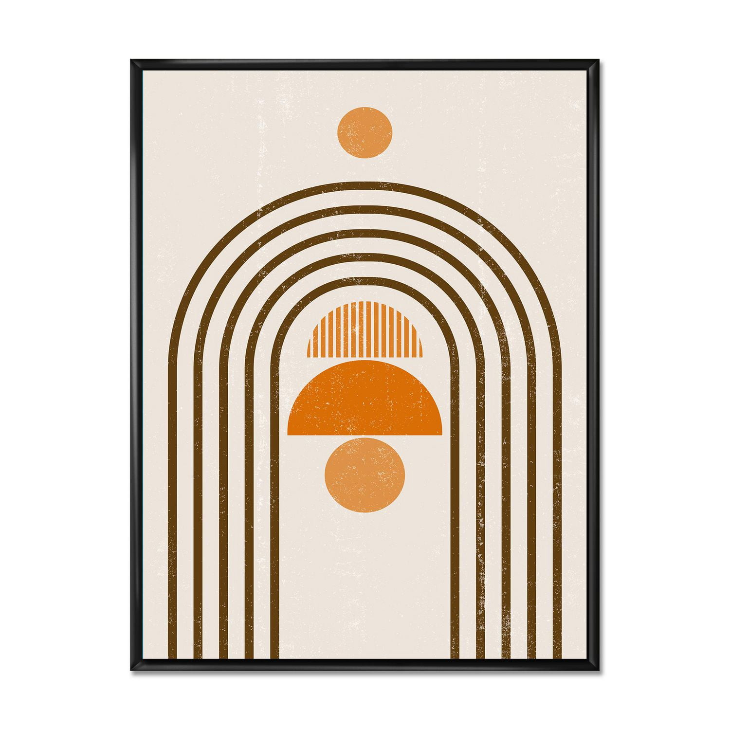 Designart Abstract Rainbow Sun and Moon In Earth Tones IV FLOAT FRAME WALL ART