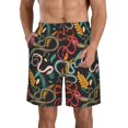 thumbnail image 1 of Honeii Snake And Flower Print Men's Casual Shorts with Drawstring,Swim Trunks Quick Dry Beach Shorts-Large, 1 of 6