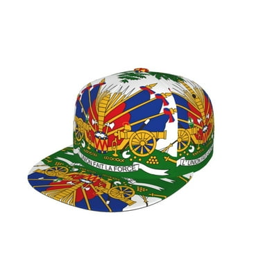 Coat Of Arms Of Haiti Flat Brim Trucker Cap Adjustable Snapback Hat For Men Women