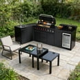 thumbnail image 6 of 6-Burner 95500 BTU Deluxe Stainless Steel Gas Outdoor Kitchen Bar Barbecue Island Grill + sink with double-door storage cabinet bar counter + Refrigerator + Three-Tier Corner Cabinet, 6 of 13
