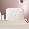 thumbnail image 5 of Unique Bargains 1 Pc Medium Pendant Bow Makeup Bag White Pink Polyester, 5 of 6