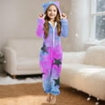 thumbnail image 2 of MKOSPLRT Girls Fleece Zip Up Jumpsuits Kids Hooded Rompers Fuzzy Onesie Warm Cute Strars Gradient Sleepwear Winter Clothes 5-15 Years, 2 of 7