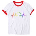 thumbnail image 4 of Offres des Fêtes Iumwxz Tunique Décontractée à Garniture Côtelée T-Shirt Coupe Classique Chemises pour Femmes Blouse Graphique Cœur Manches Courtes Col Rond Blouse pour Dames Articles en Liquidation Faire du Magasinage, 4 of 4