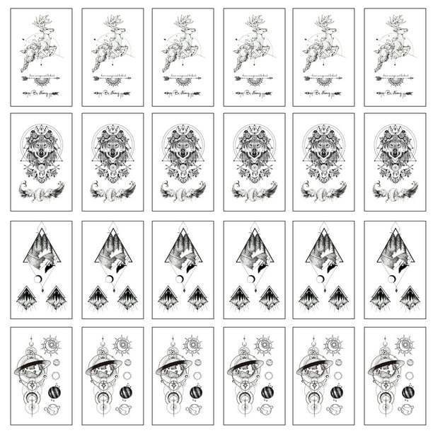 24 hojas de tatuajes temporales para mujeres y niñas, cuello, brazo, muslos, adultos.