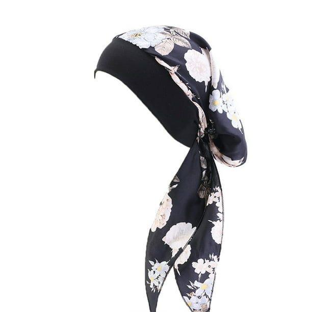 Minnieouse Pañuelo para la cabeza para mujer, a la moda, preatado, práctico, versátil, transpirable, cómodo, accesorio para el cabello Sombreros flor de tierra negra Minnieouse AP009762-18