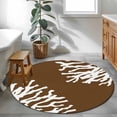 thumbnail image 4 of Sea White Coral Round Living Room Rugs 4 ft, Marine Brown Background Modern Art Washable Area Rug with Non-Slip Sturdy Edge Binding Round Carpet for Entryway Kitchen Bedroom Bathroom, 4 of 9