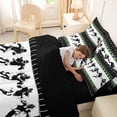 thumbnail image 4 of Castle Fairy Rugby Print Queen Bedding 7pcs, Sport Football Bedding Comforter Set Queen, Black White Green,Black Reversible, 4 of 7