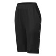 thumbnail image 7 of Lenpel Bermuda Shorts for Women Summer Casual Elastic High Waisted Side Button Cotton Linen Shorts Knee Length Shorts, 7 of 7