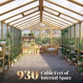 thumbnail image 6 of 10×13.2ft Cedar Wood Greenhouse Polycarbonate Panels Double Door 2 Windows Backyard Garden Planting House, 6 of 9