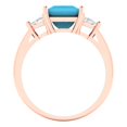 thumbnail image 4 of 2.32 ct Princess Cut Simulated Turquoise 3 Stone 14K Rose Gold Womens Engagement Ring, 4 of 5