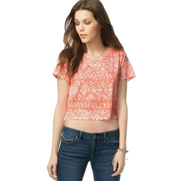 Aeropostale Womens Diamond Southwest Graphic T-Shirt, Orange, Juniors, Large