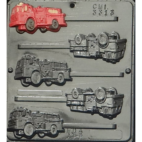 3313 Fire Truck Lollipop Chocolate Candy Mold