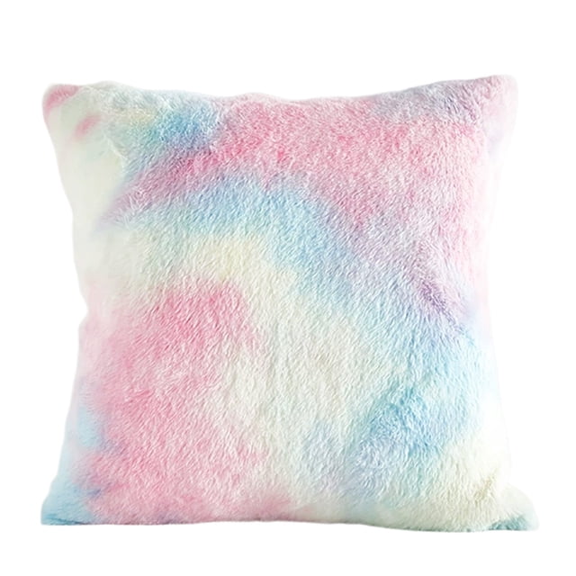 Ohufall Rabbit Hair Tie Dye Iridescence Series Throw Pillow Cover For Sofa Bedroom No Pillow Core